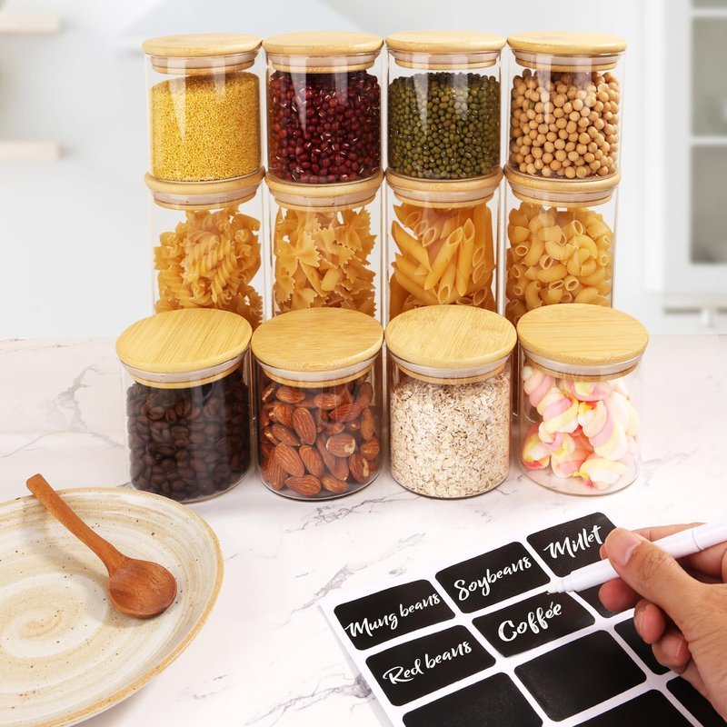 bocaux hermetiques bambou verre cuisine