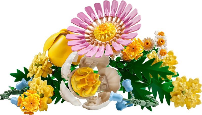 LEGO Botanicals Petit Bouquet Ensoleillé assemblé sur une table