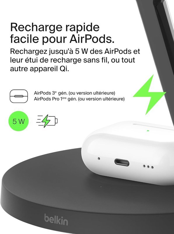 Station Belkin en utilisation avec les trois appareils Apple